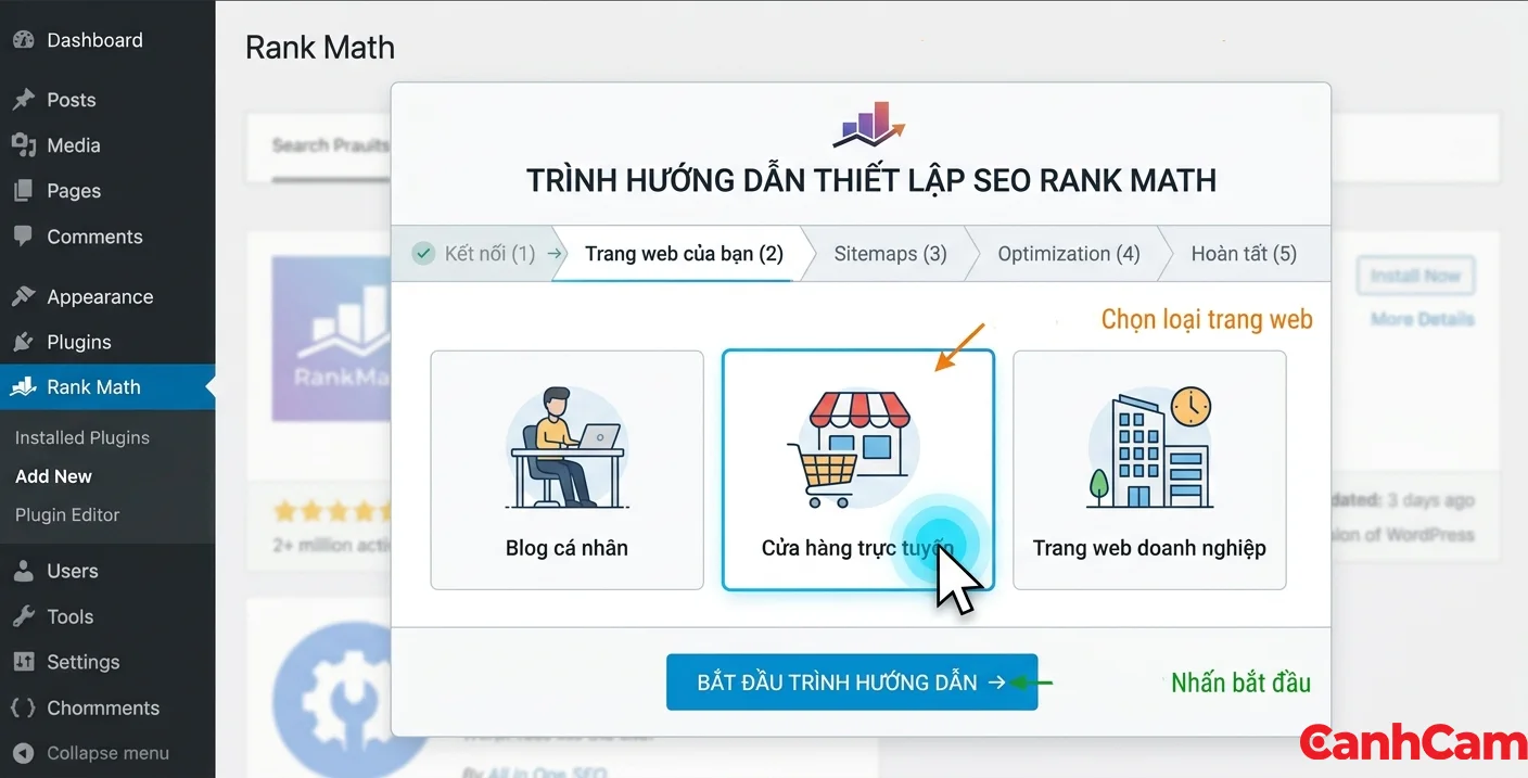 Chạy trình thiết lập Rank Math