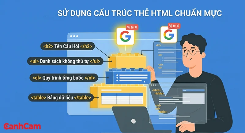 Sử dụng cấu trúc thẻ HTML chuẩn mực